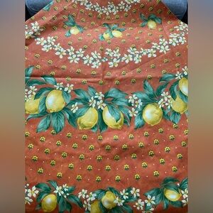 Made in France 100% Cotton Round Tablecloth Lemons  White Flowers Orange